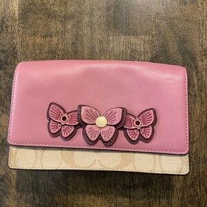 Coach Pink and Cream Floral Clutch